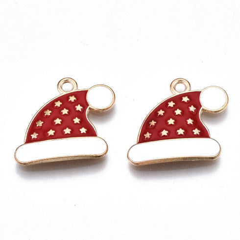 Christmas Hat Charm Light Gold 5pc