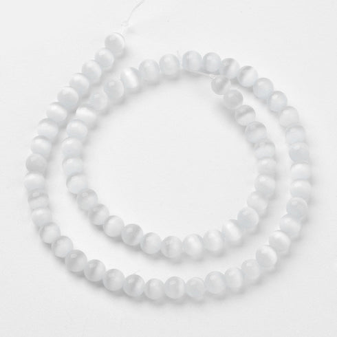 Cat Eye Bead White Round Beads 6mm