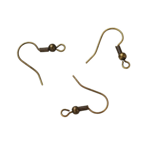 Earwire With Ball Antique Bronze On Brass 6pc