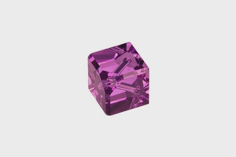 Diagonal Cube Fuchsia 6mm 2pc