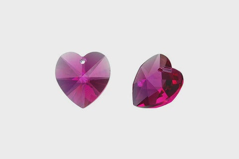 Heart Pendant Fuchsia 14mm 2pc