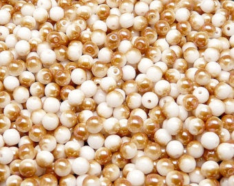 Chalk White Apricot Round 6mm