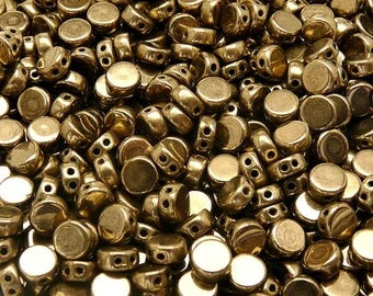 2 Hole Coin Jet Bronze Gold Luster 6mm