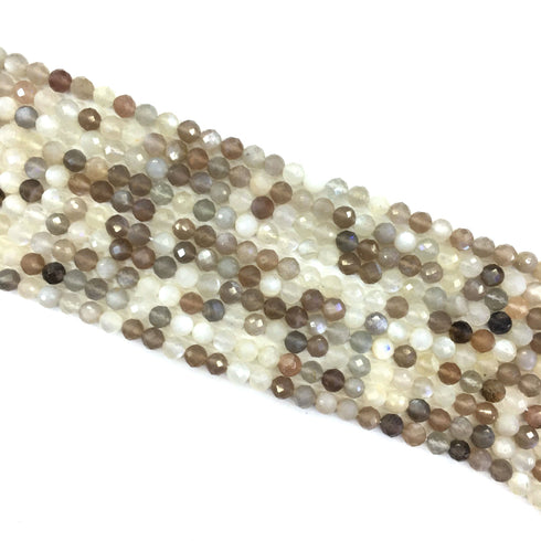 Multi Moonstone Faceted Round Beads 6mm