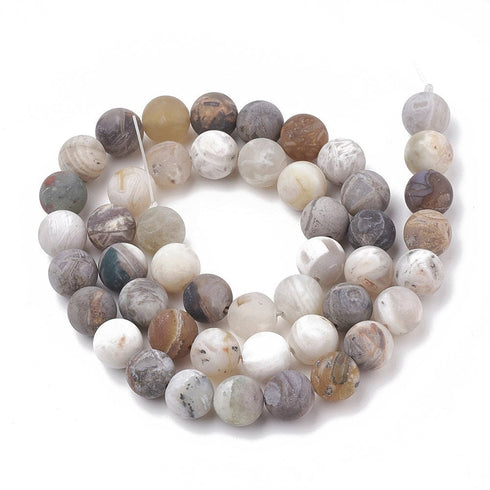 Bamboo Leaf Agate Frosted Round Beads 6mm