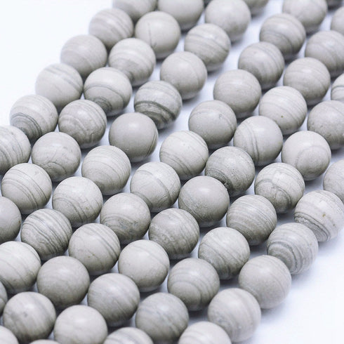 Silver Lined Jasper Round Beads 6mm