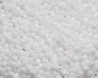 Opaque Chalk White Faceted 8mm