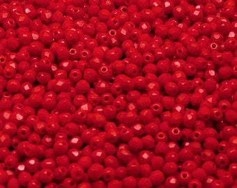 Opaque Red Coral Faceted 3mm