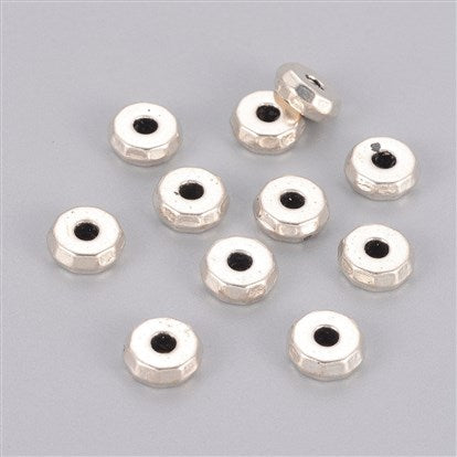 Tibetan Style Spacer Rondelle Silver Color 8mm 12pc