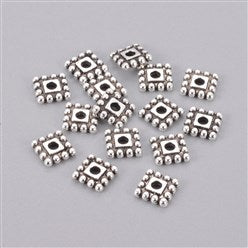 Tibetan Style Spacer Antique Silver Square 7mm 12pc