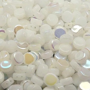 2 Hole Coin White Alabaster AB 6mm