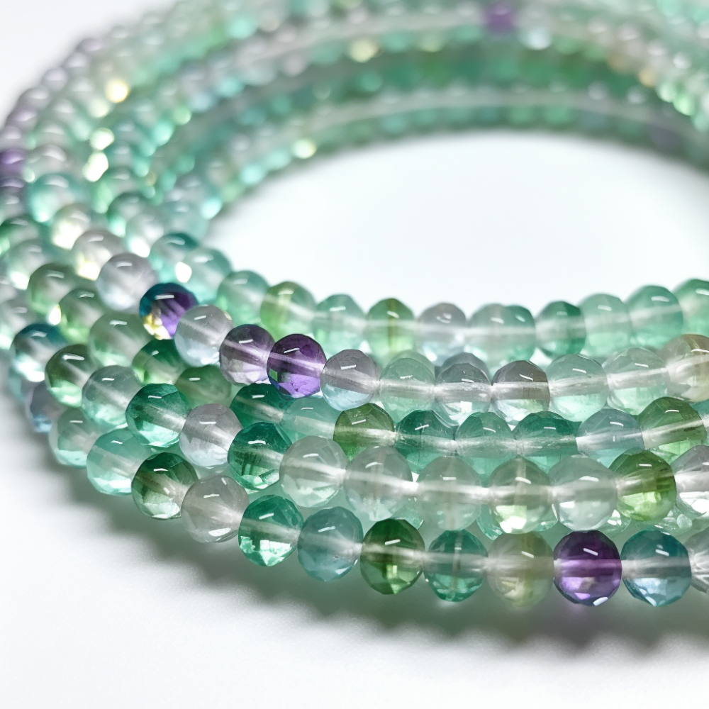 Natural Fluorite Faceted 3mm 4mm Rondelle Beads Micro Laser Cut